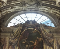 Particolare delle finte architetture e delle figure a opera di Ludovico Benedetti (1738-42) e, probabilmente, Francesco Vellani (1738-42).